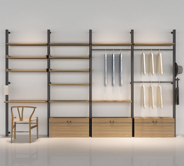 Boutique Clothes Store Wall Mount Clothing Display Racks Shelves Garment Display Stand