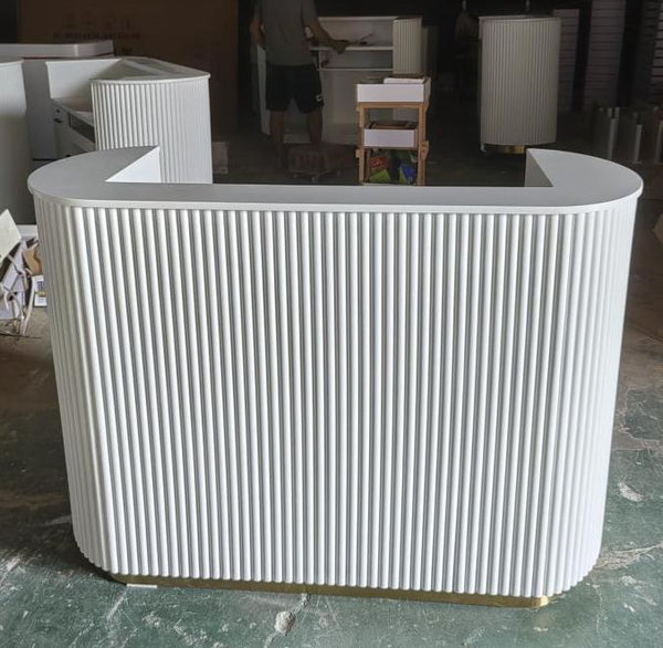 Modern White Small Office Furniture Hotel Front Desk Reception Counter with Light
