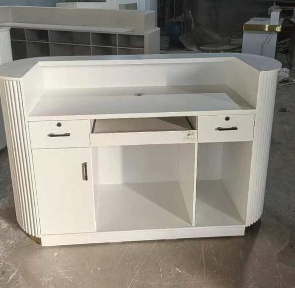 Modern White Small Office Furniture Hotel Front Desk Reception Counter with Light