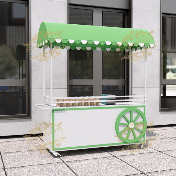 Mobile Ice Cream Push Cart Food Truck Trolley Food Cart Dessert Flower Candy Bar Cart