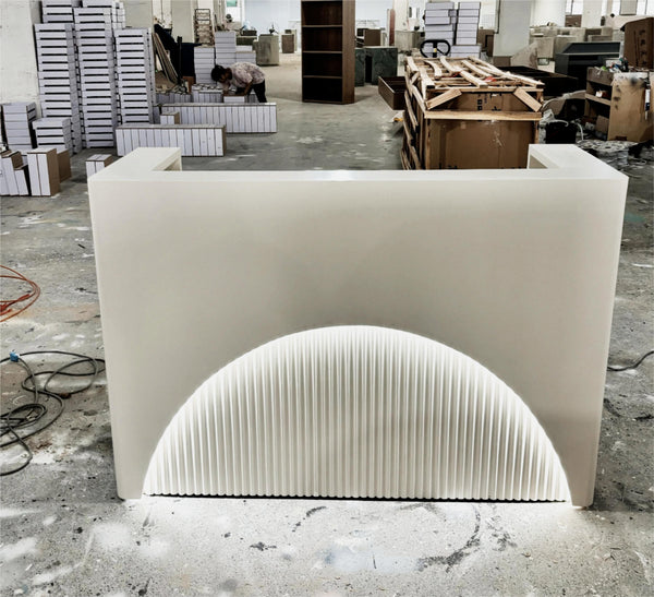 Modern White Small Office Furniture Hotel Front Desk Reception Counter with Light