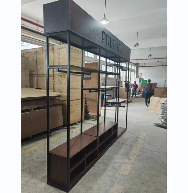 Boutique Clothes Store Wall Mount Clothing Display Racks Shelves Garment Display Stand