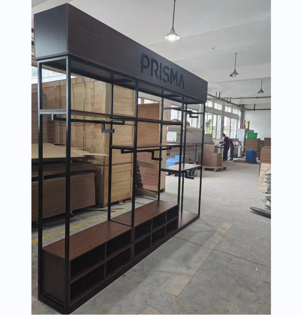 Boutique Clothes Store Wall Mount Clothing Display Racks Shelves Garment Display Stand