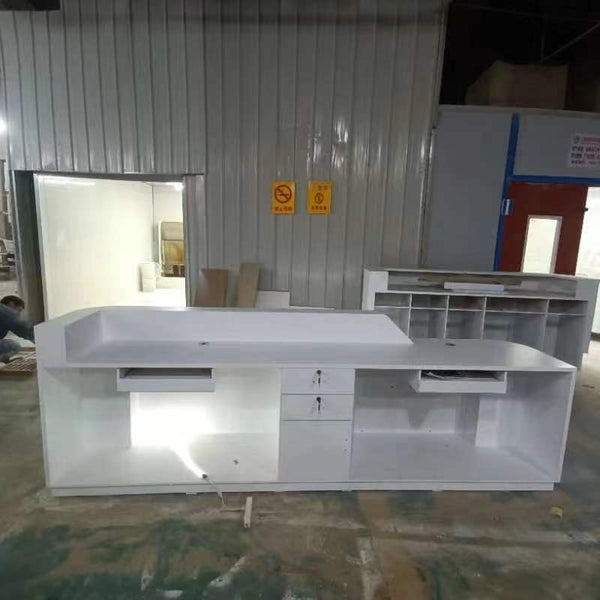 Modern Office Furniture Hotel Front Desk Beauty Salon Reception Counter with Light