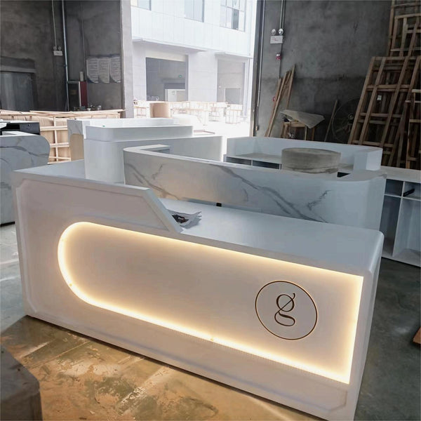 Modern Office Furniture Hotel Front Desk Beauty Salon Reception Counter with Light