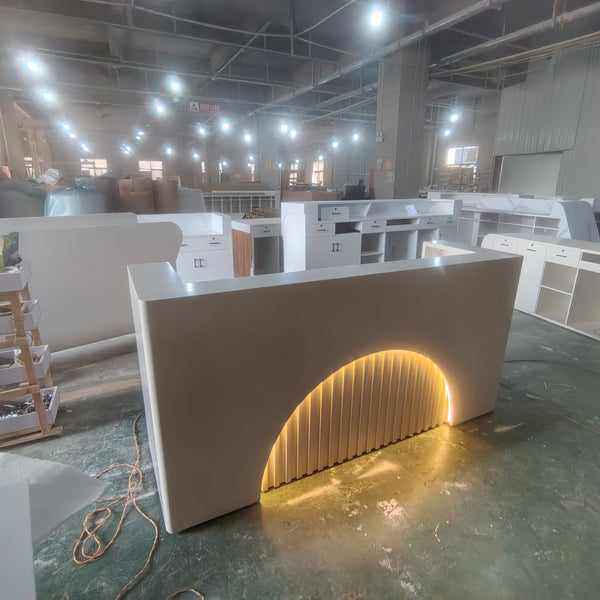 Modern Office Furniture Hotel Front Desk Beauty Salon Reception Counter with Light