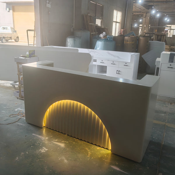 Modern Office Furniture Hotel Front Desk Beauty Salon Reception Counter with Light