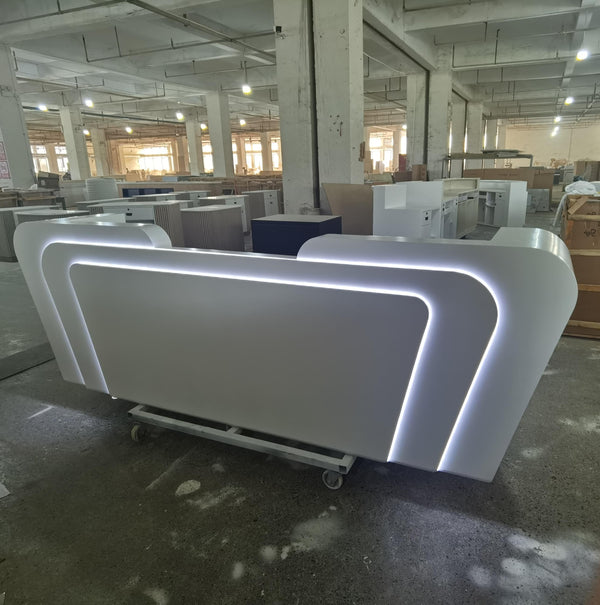 Modern Office Furniture Hotel Front Desk Beauty Salon Reception Counter with Led Light