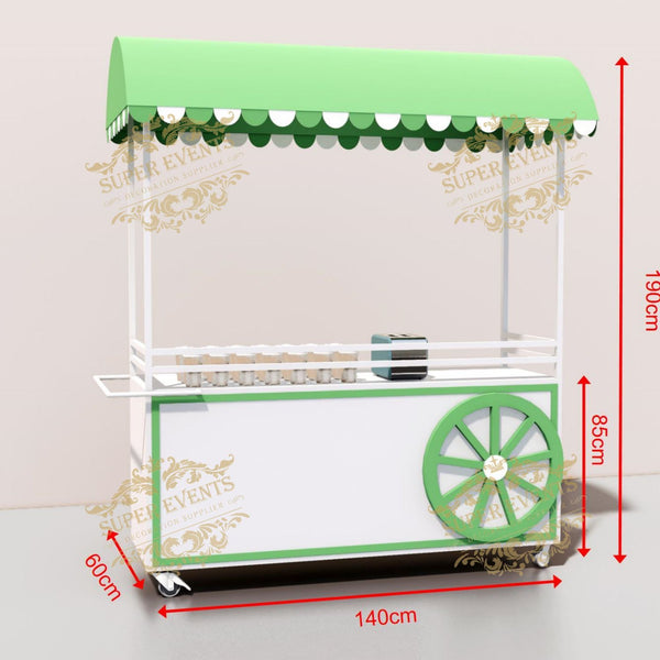 Mobile Ice Cream Push Cart Food Truck Trolley Food Cart Dessert Flower Candy Bar Cart