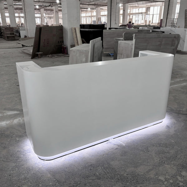 Modern White Office Furniture Hotel Front Counter Beauty Salon Reception Desk with Light