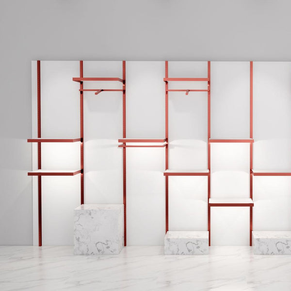 Boutique Store Wall Mounted Shoes HandBag Display Rack Shelf with LED Light