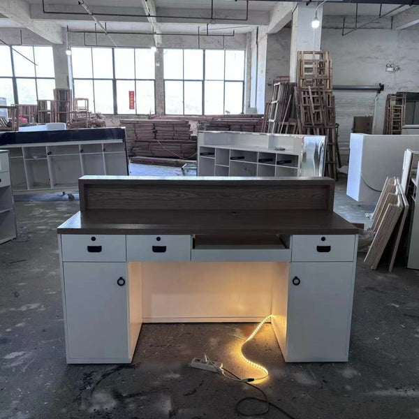 Modern Office Furniture Hotel Front Desk Beauty Salon Reception Counter with Light
