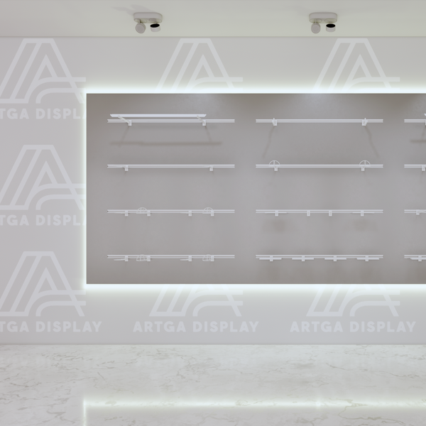 Boutique Store Wall Mounted Shoes HandBag Display Rack Shelf with LED Light