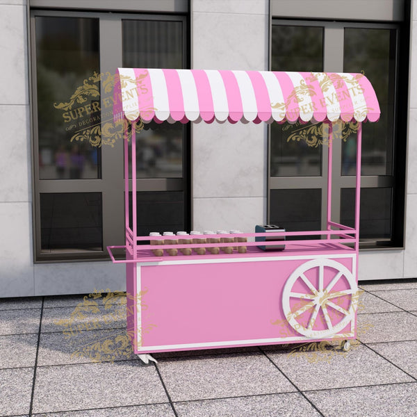 Mobile Ice Cream Push Cart Food Truck Trolley Food Cart Dessert Flower Candy Bar Cart
