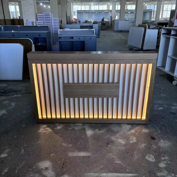 Modern Office Furniture Hotel Front Desk Beauty Salon Reception Counter with Light