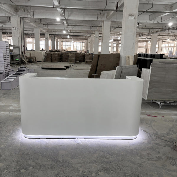 Modern White Office Furniture Hotel Front Counter Beauty Salon Reception Desk with Light