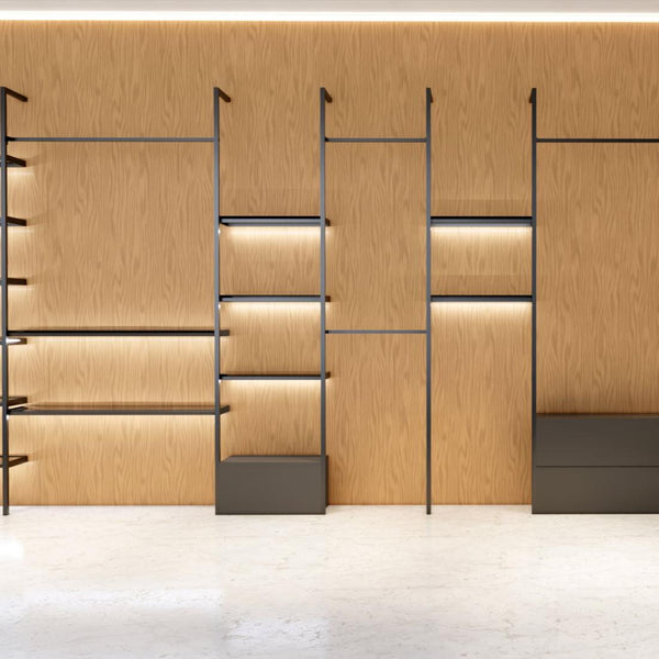 Boutique Store Wall Mounted Shoes HandBag Display Rack Shelf with LED Light