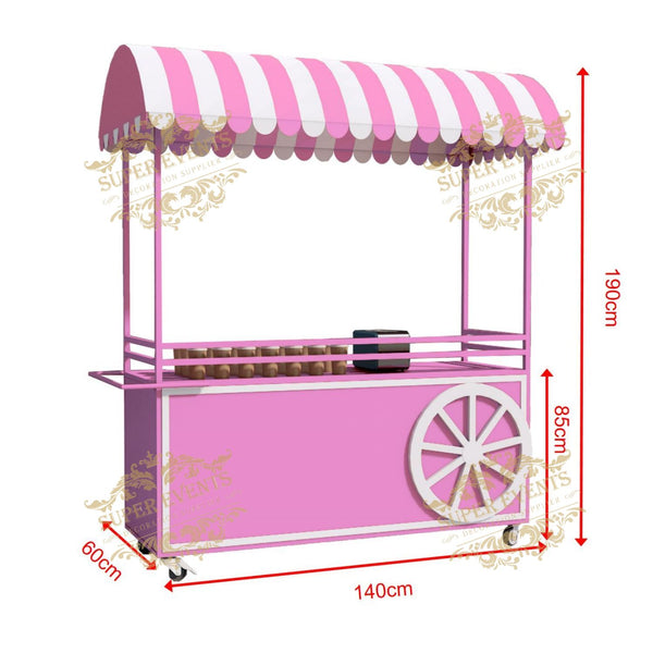 Mobile Ice Cream Push Cart Food Truck Trolley Food Cart Dessert Flower Candy Bar Cart