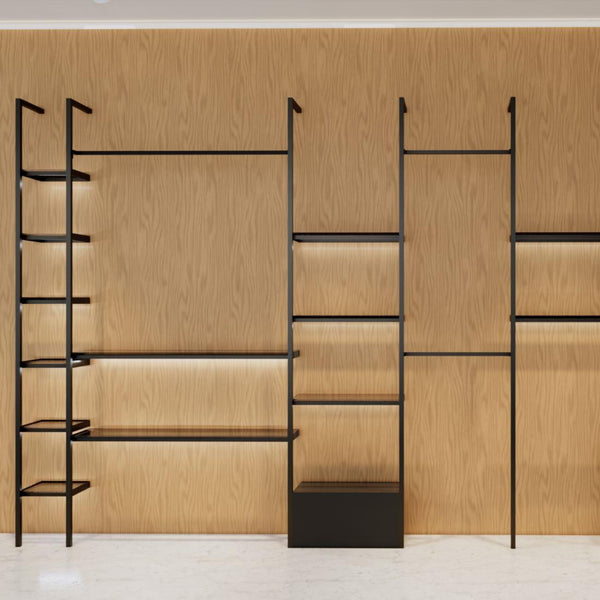 Boutique Store Wall Mounted Shoes HandBag Display Rack Shelf with LED Light