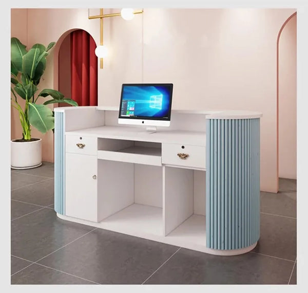 Custom Commercial Furniture Wooden Beauty Salon Front Reception Desk
