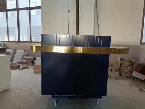Modern Hotel Reception Counter Design Beauty Salon Front Desk with Stainless Steel Table