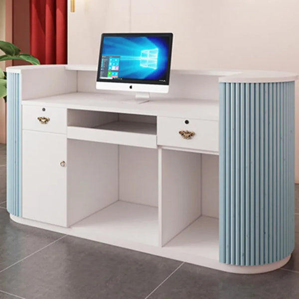 Custom Modern Boutique Checkout Counter White Reception Desk For Sale