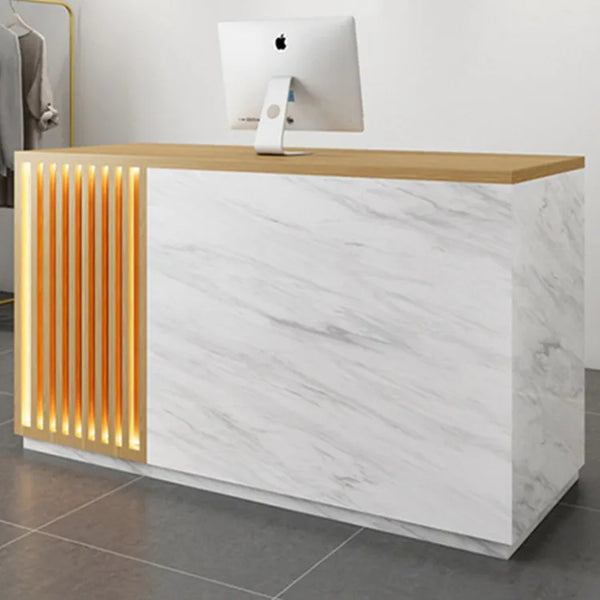 Modern Cashier Counter Simple Front Reception Desks Beauty Salon with LED Lights
