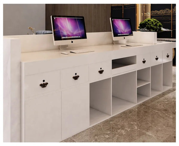 Modern Office Reception Desk Front Counter For Beauty Salon with LED Lights
