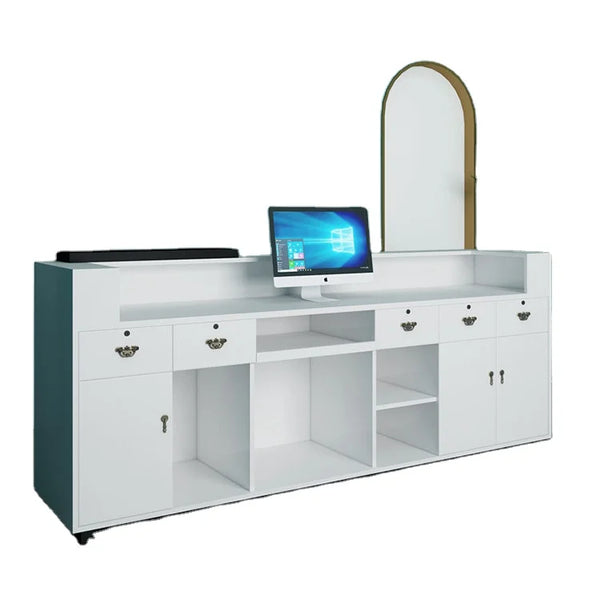 White Beauty Salon Furniture Spa Reception Desk Table Office Front Counter