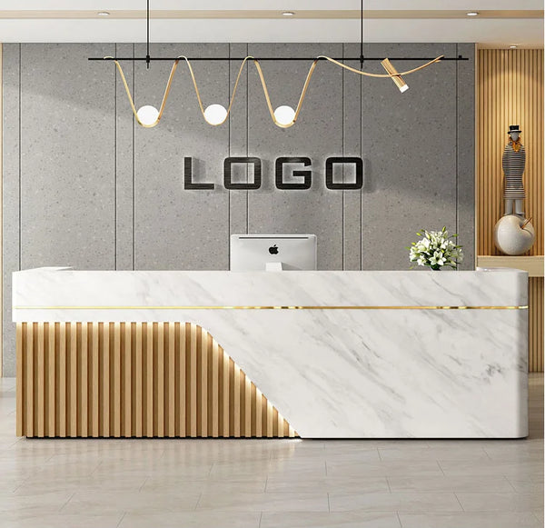 Modern Office Furniture Reception Desk Beauty Salon Front Counter with LED Lights