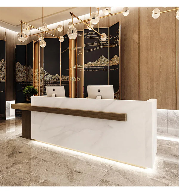 Modern Office Reception Desk Front Counter For Beauty Salon with LED Lights