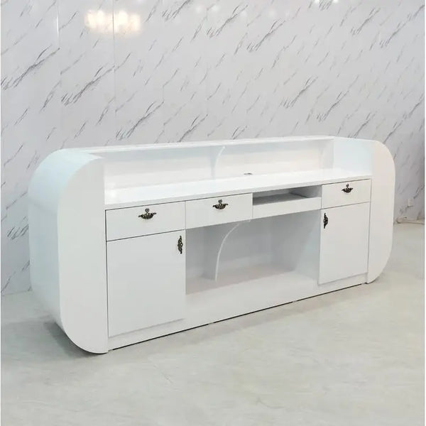 Modern Simple Office Reception Desk Hotel Beauty Salon Front Desk with LED Lights