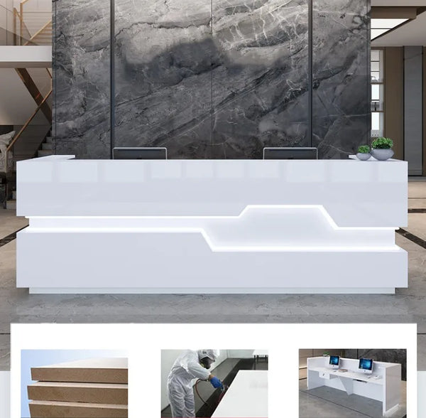 Modern Boutique Store Checkout Counter White Reception Desk For Sale