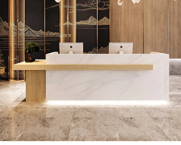 Modern Office Reception Desk Front Counter For Beauty Salon with LED Lights