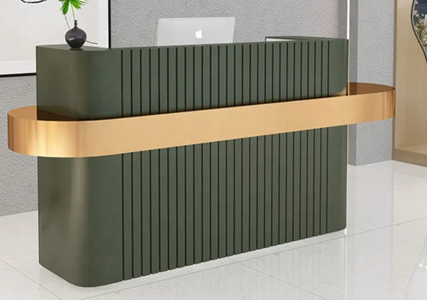 Modern Hotel Reception Counter Design Beauty Salon Front Desk with Stainless Steel Table