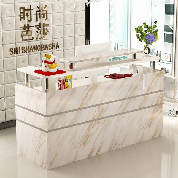 Modern White Modern Office Reception Desk Beauty Salon Reception Counter