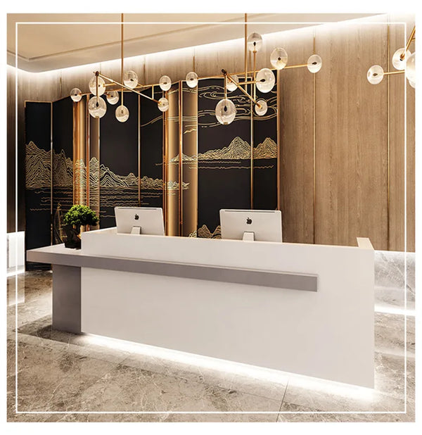Modern Office Reception Desk Front Counter For Beauty Salon with LED Lights
