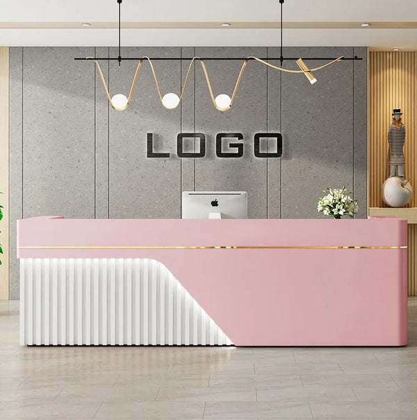 Modern Office Furniture Reception Desk Beauty Salon Front Counter with LED Lights