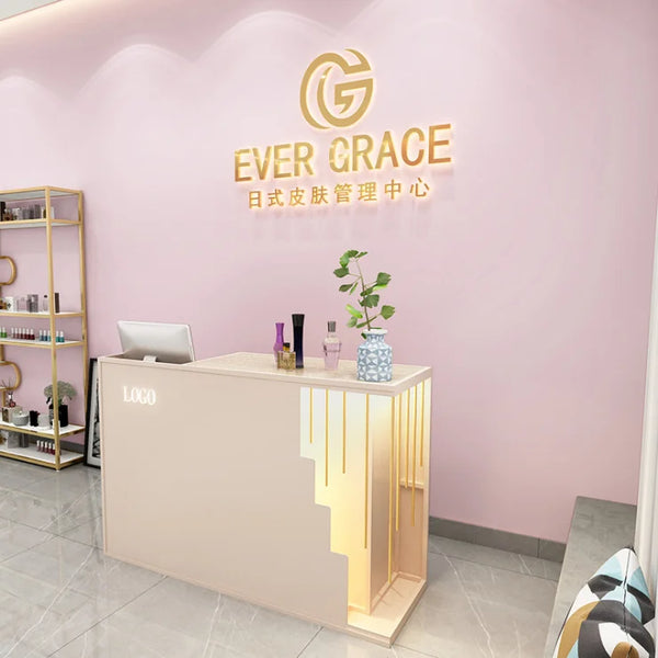 Custom Logo Clothing Store Small Cashier Counter Beauty Salon Reception Desk