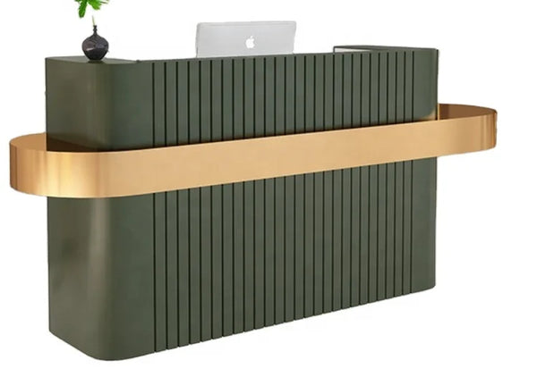 Modern Hotel Reception Counter Design Beauty Salon Front Desk with Stainless Steel Table