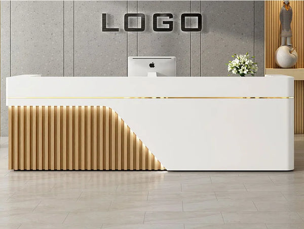 Modern Office Furniture Reception Desk Beauty Salon Front Counter with LED Lights