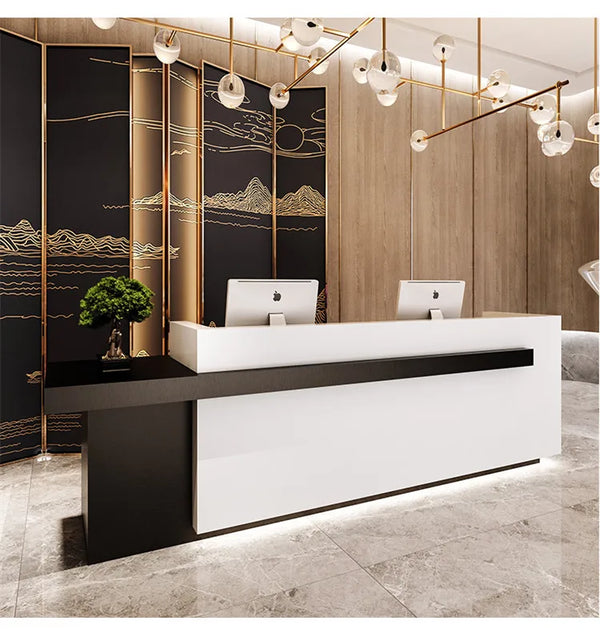 Modern Office Reception Desk Front Counter For Beauty Salon with LED Lights
