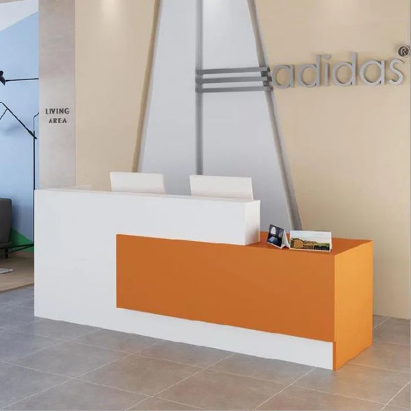 Modern Standard Size l Shape Front Counter Salon White Modern Office Reception Desk