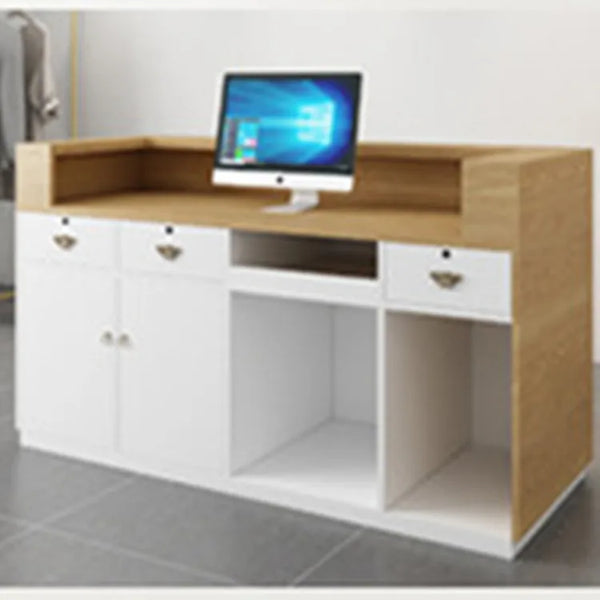 Modern Cashier Counter Simple Front Reception Desks Beauty Salon with LED Lights