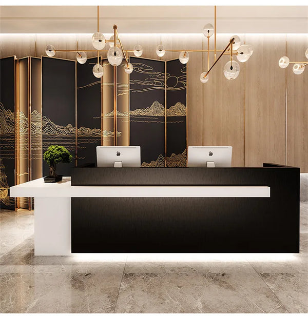 Modern Office Reception Desk Front Counter For Beauty Salon with LED Lights