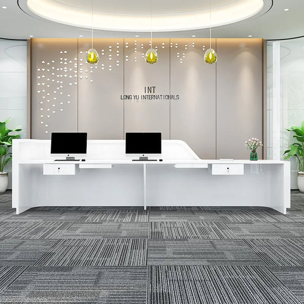 Modern Design Office Furniture White I Shaped Reception Desk Beauty Salon Front Counter