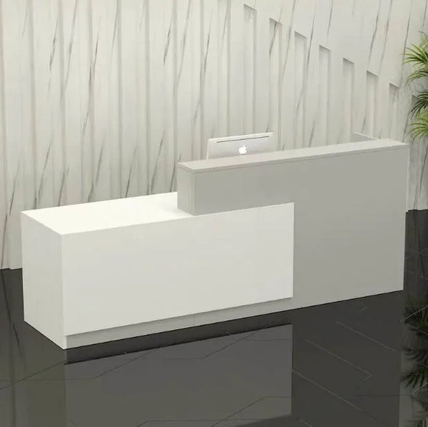 Modern Standard Size l Shape Front Counter Salon White Modern Office Reception Desk