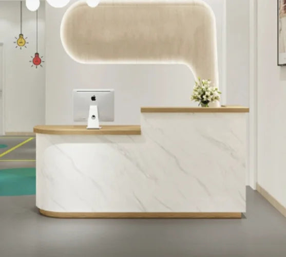 Modern Wood Reception Desk Beauty Salon Office Building Reception Counter