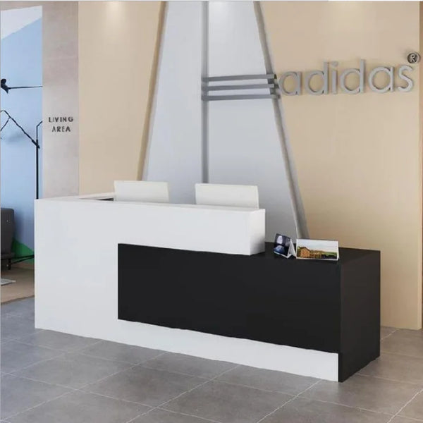 Modern Standard Size l Shape Front Counter Salon White Modern Office Reception Desk