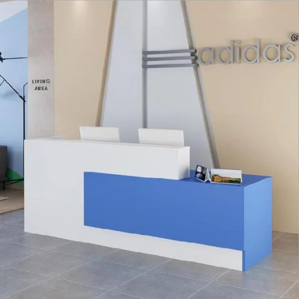 Modern Standard Size l Shape Front Counter Salon White Modern Office Reception Desk